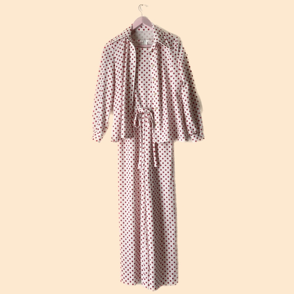 Vintage Polka Dot Jumpsuit Set